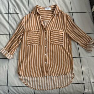 Golden Yellow Stripe Button Down Shirt